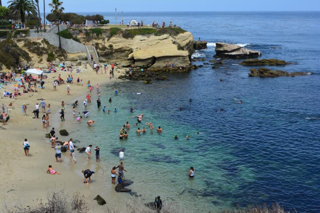 People wearing casual clothes at La Jolla Beach