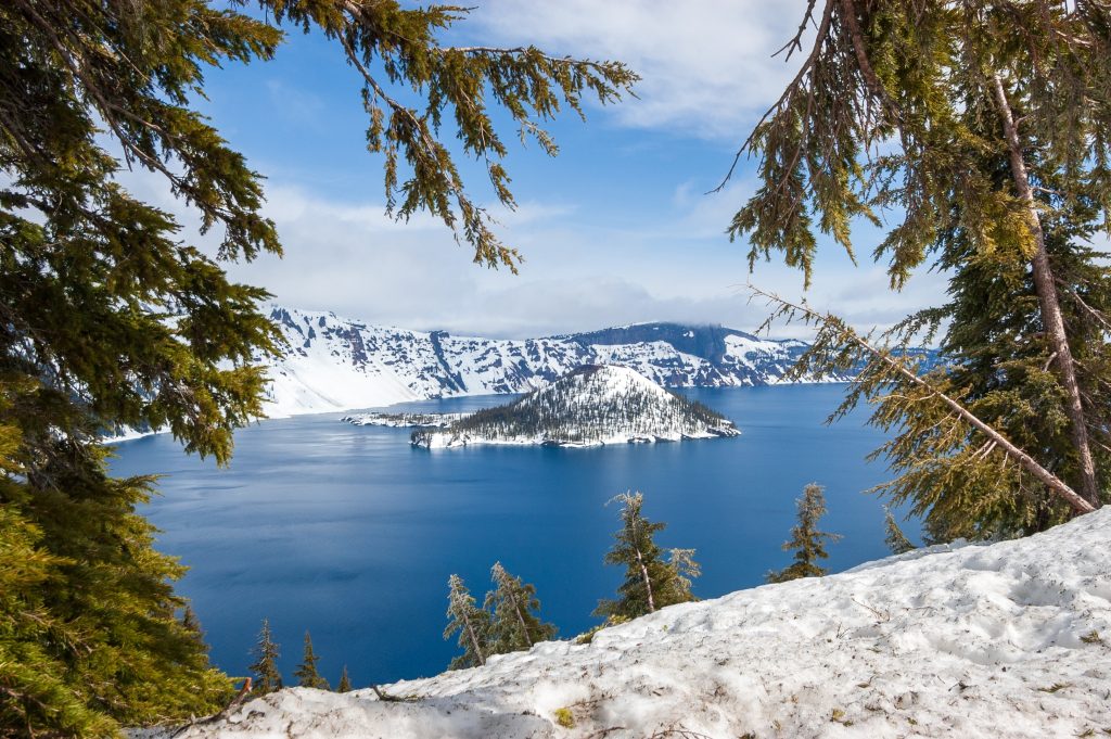 Vulkan Mount Mazama, Crater Lake and Wizard Island, Oregon
